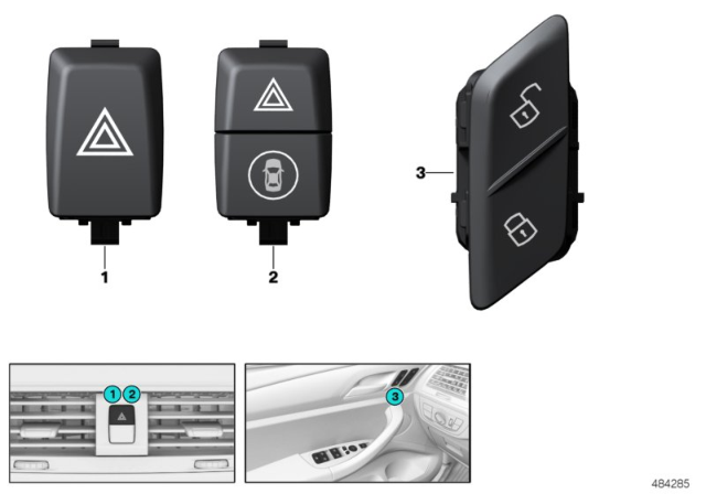 2019 BMW X4  Button, Central Locking System, Left Diagram for 61319386780