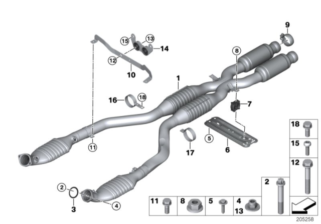 2010 BMW M3  Left Pipe Clamp Diagram for 18307841714