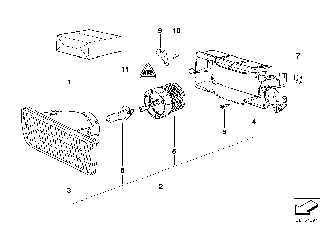 1994 BMW 325i Supporting Frame Fog Lamp Left Diagram for 63178357393