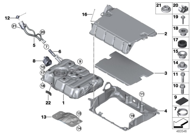 2019 BMW 740e xDrive  Absorbing Piece Diagram for 16136755903