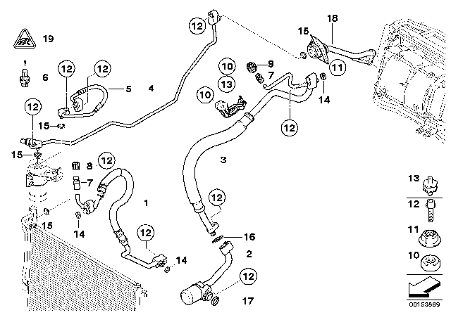 2008 BMW X3 Pressure Hose, Compressor-Condenser Diagram for 64533415556