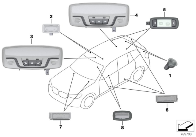 2020 BMW X3  Interior Light, Panorama Glass Roof, Left Diagram for 63319390891