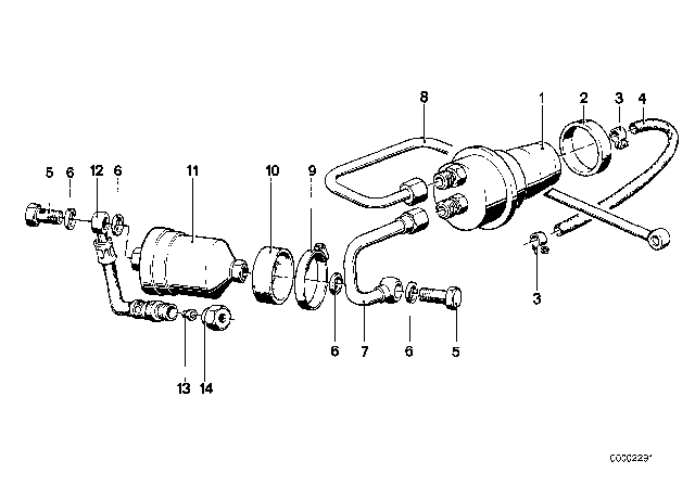 1980 BMW 320i  Fuel Pipe Diagram for 16121151474