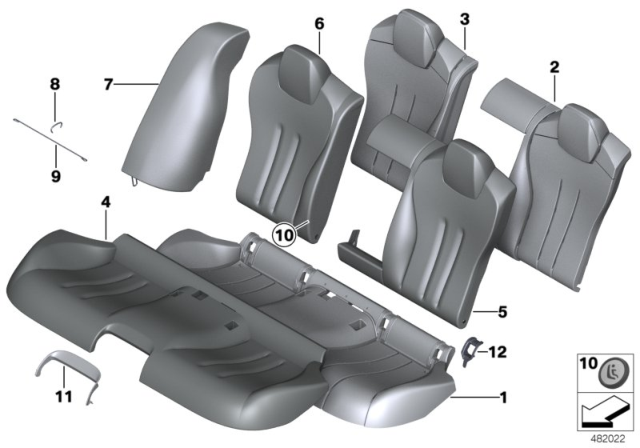 2016 BMW 650i Gran Coupe  LEATHER COVER, REAR SEAT Diagram for 52207289437
