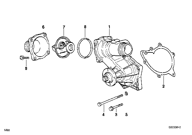 1993 BMW 740iL  Water Pump Diagram for 11510007042
