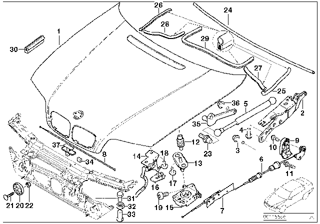 2002 BMW M3  Mount, Gas Pressurized Spring, Left Diagram for 41617895765