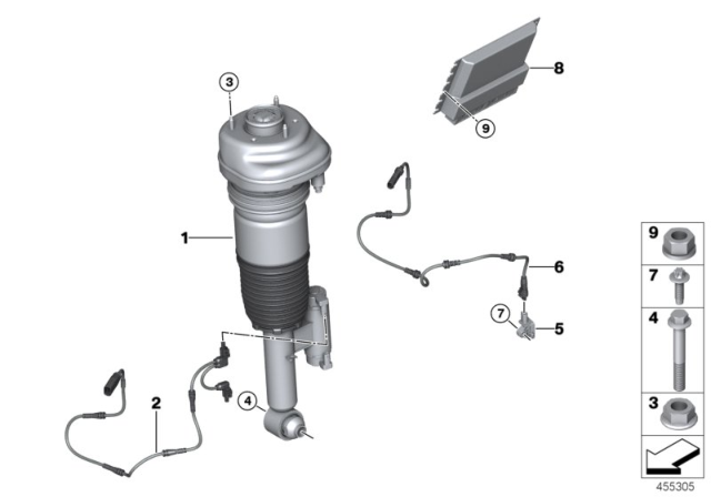 2019 BMW M760i xDrive  Rear Right Air Suspension Struts Diagram for 37106881060