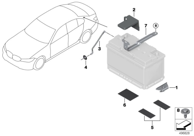 2019 BMW 330i xDrive  BATTERY, ROLLOVER BAR Diagram for 61216832839