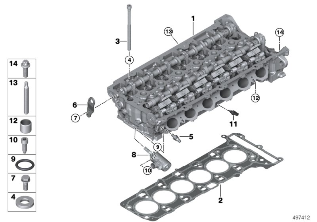 2020 BMW 740i  CYLINDER HEAD WITH VALVE GEA Diagram for 11127934494