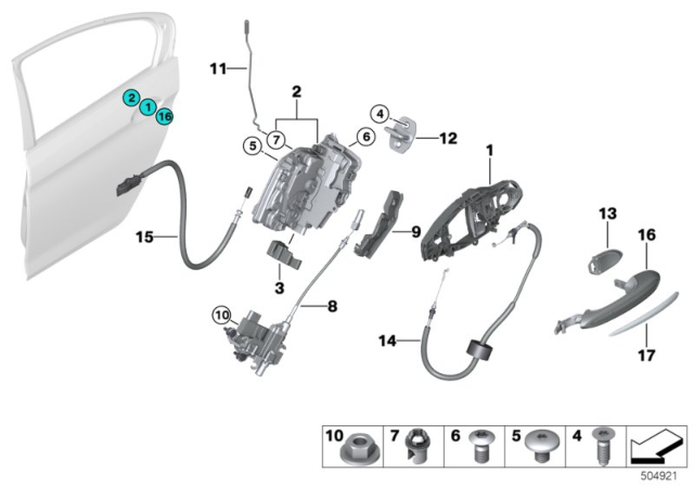 2019 BMW 530i  LEFT BOWDEN CABLE COVER Diagram for 51227476315
