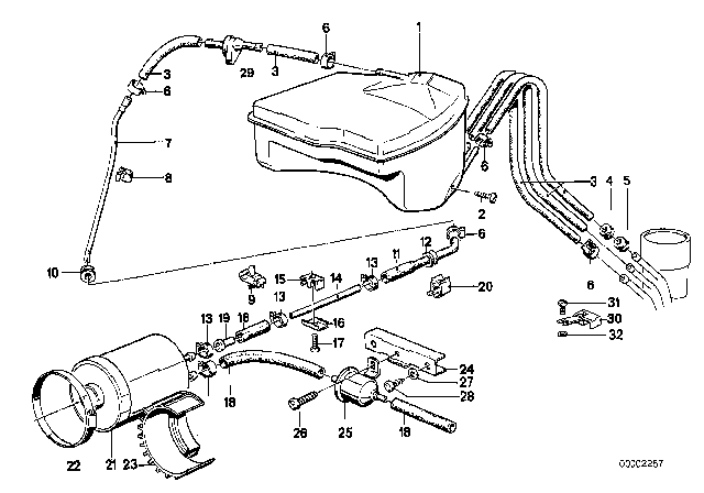 1987 BMW M6  Expansion Tank Diagram for 16131153314
