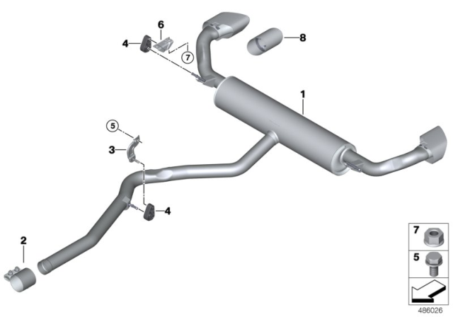 2016 BMW X5  Rear Muffler Diagram for 18308572488