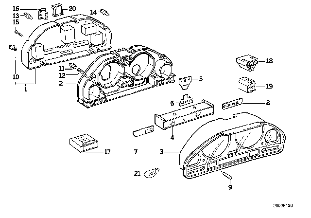 1992 BMW 525i  Control Symbol Light Left Diagram for 62118350528