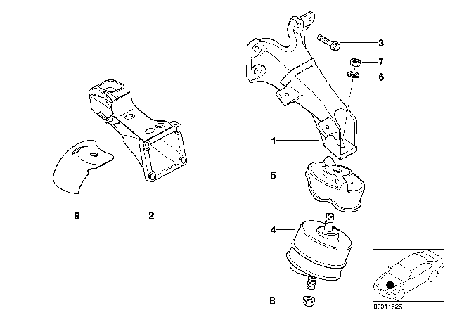 1996 BMW 328i  Stopper Engine Bearing Diagram for 11811141737