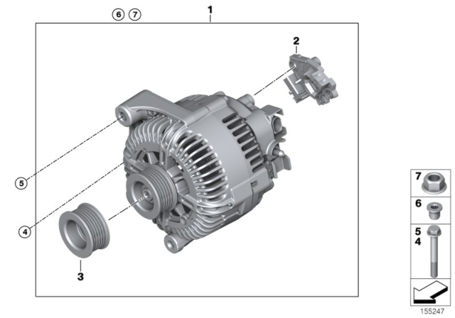 2009 BMW X5  Exchange Alternator Diagram for 12317561002