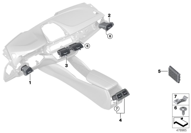 2019 BMW 540i xDrive  Fresh Air Grille, Driver'S Side Diagram for 64229329545