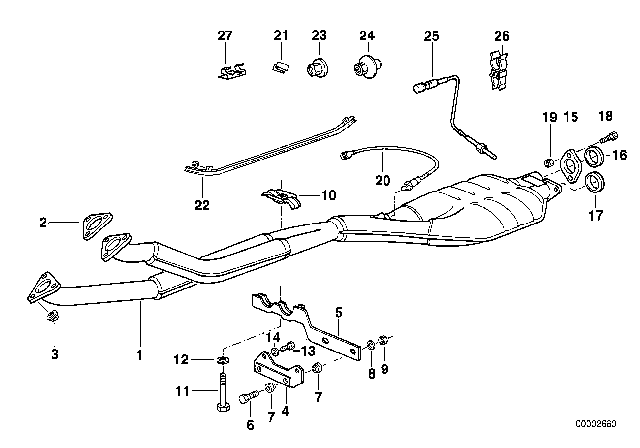 1994 BMW 525i  Oxygen Sensor Diagram for 11781735680