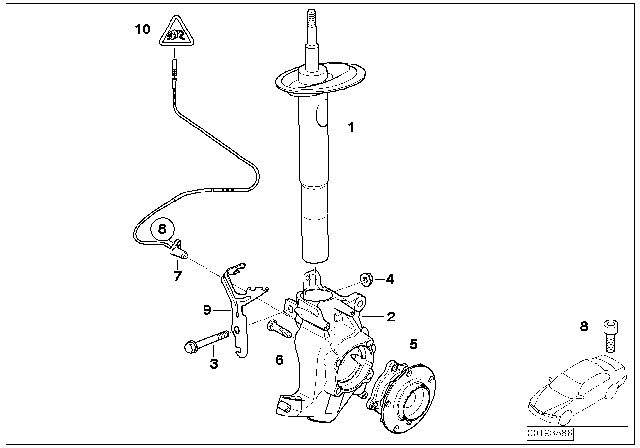 2008 BMW 535i Front Left Suspension Strut Diagram for 31316766997
