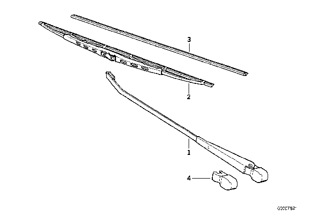 1985 BMW 325e  Left Wiper Arm Diagram for 61611372551