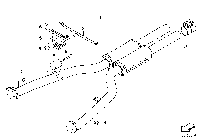 2004 BMW 545i  Exhaust Pipe Diagram for 18307537344