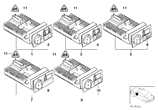 2001 BMW M3  Control.Panel Switch Unit Light/Fog Light Diagram for 61316911648