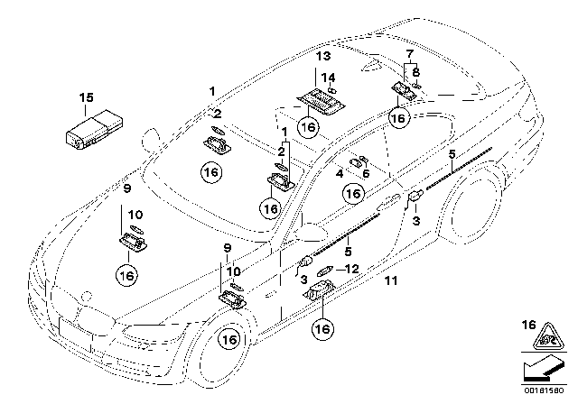 2013 BMW 328i xDrive  Interior Reading Light, Rear Centre Diagram for 61319201641
