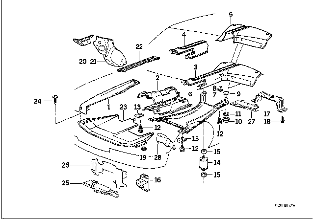 1990 BMW 735iL  Engine Compartment Screening Diagram for 51711938182