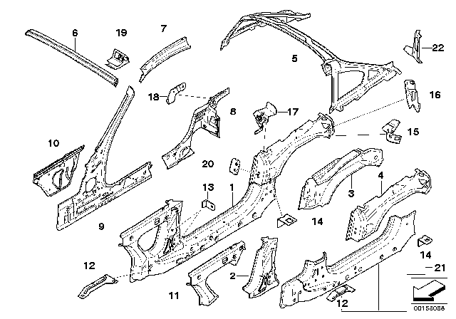 2007 BMW Z4 M  Bracket, Side Panel Column A Diagram for 41217064697