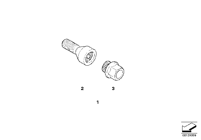 2006 BMW M6  Wheel Bolt With Code Diagram for 36136786475
