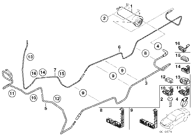 2001 BMW X5  Front Fuel Feed Line Diagram for 16121184441