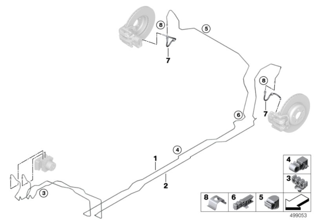 2019 BMW 330i xDrive  BRAKE HOSE REAR Diagram for 34326895386