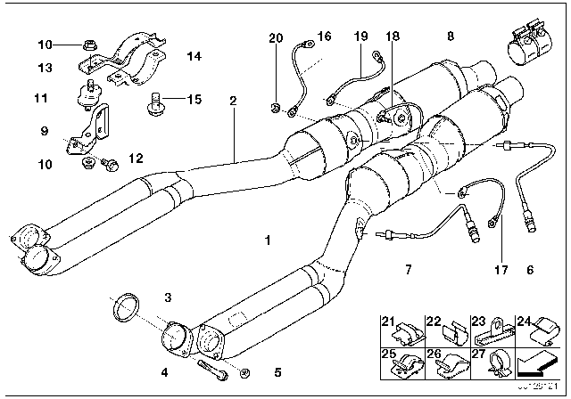 2001 BMW 750iL  Converter Pipe Diagram for 18301437413
