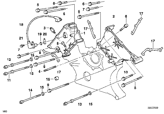 1994 BMW 530i  Gasket Set Chain Case Asbestofree Diagram for 11141433305