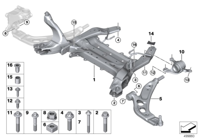 2016 BMW X1  Wishbone Bracket With Rubber Mount Left Diagram for 31126874341