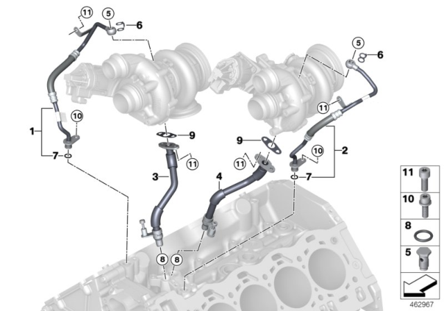 2020 BMW 750i xDrive  OIL SUPPLY LINE FOR TURBOCHA Diagram for 11428487485