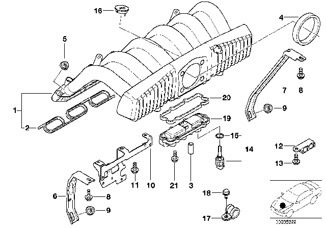 1998 BMW 528i  Rear Intake Manifold Support Diagram for 11611427354