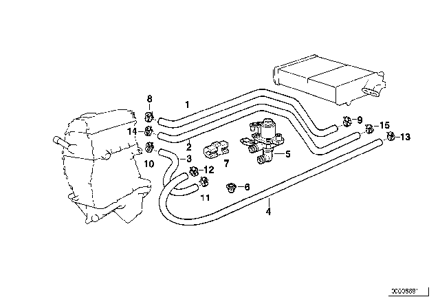 1998 BMW 318ti  Water Valve Diagram for 64118375443