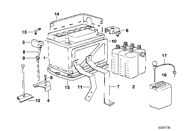 1992 BMW 735i  Cover Positive Battery Terminal Diagram for 61211386645