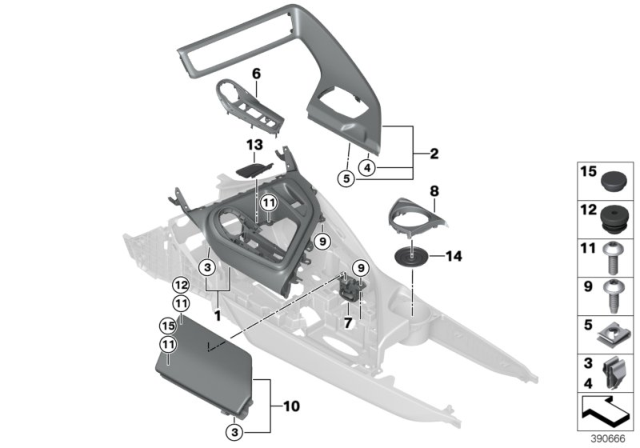 2019 BMW i8  Storage Compartment., Centre Console, Middle Diagram for 51167939136