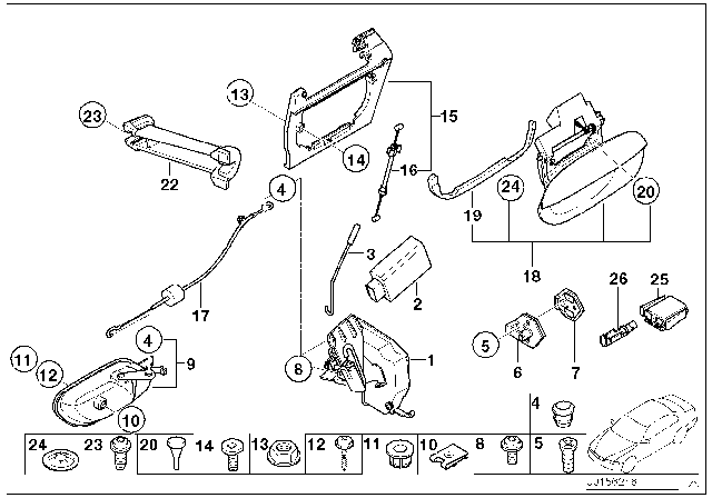 2000 BMW 528i Bowden Cable Left Diagram for 51228225713