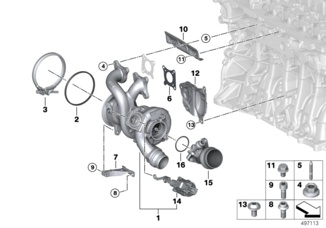 2020 BMW X6  At-Turbo Charger Diagram for 11657934386