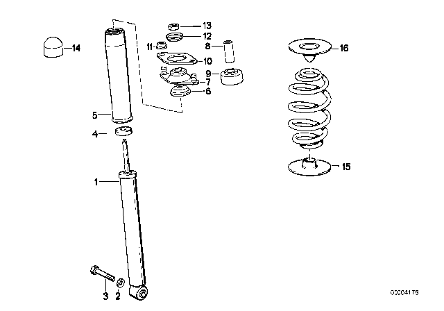 1985 BMW 325e  Rear Shock Absorber Diagram for 33521091999