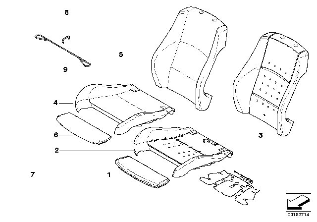 2007 BMW 328xi  Seat Cover Vinyl Diagram for 52106956415