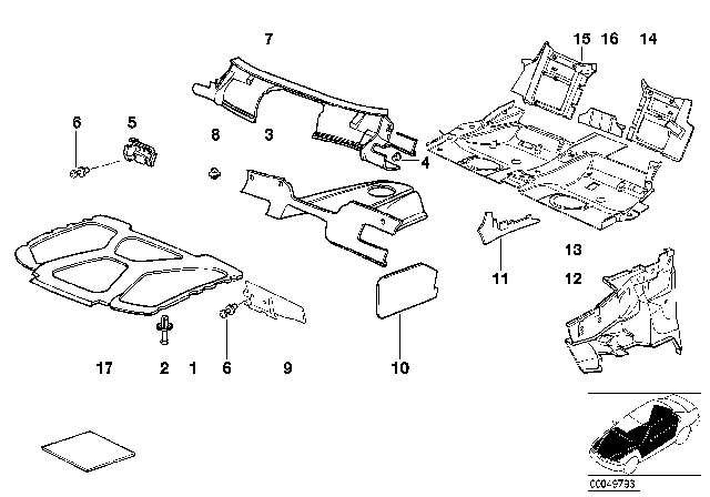 1999 BMW 328i Sound Insulating. Lugg.Compart.Partit., Left Diagram for 51488176411