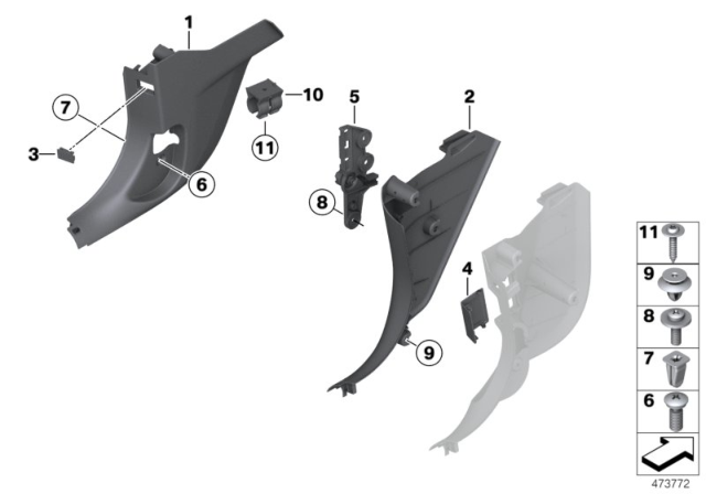 2017 BMW M4  Clip, Yellow Diagram for 07146955627