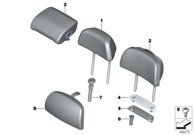 2019 BMW 750i  Headrest Comfort, Leather Diagram for 52207477780