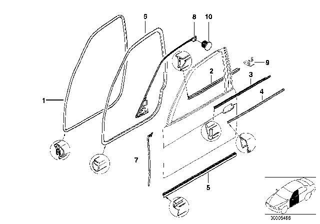 2000 BMW 740iL Front Left Sealing Betw.Door And Column Diagram for 51218125595
