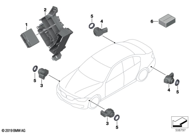 2015 BMW M4 Painted Ultrasonic Transducer Diagram for 66202220666