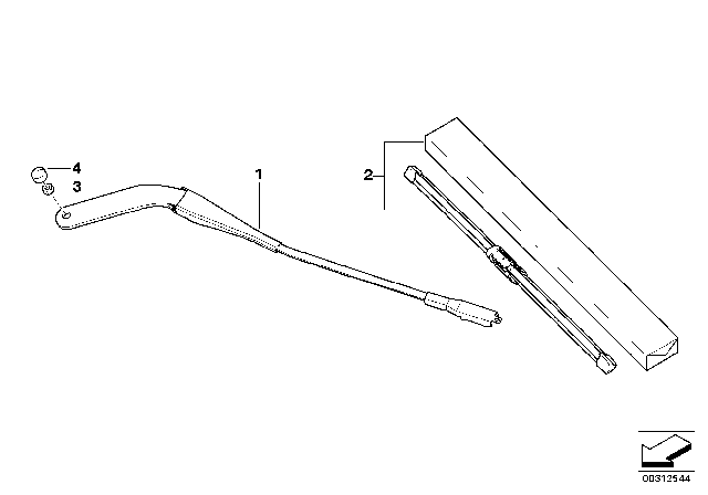 2013 BMW X1  Windshield Wiper Arm Left Right Diagram for 61612990029