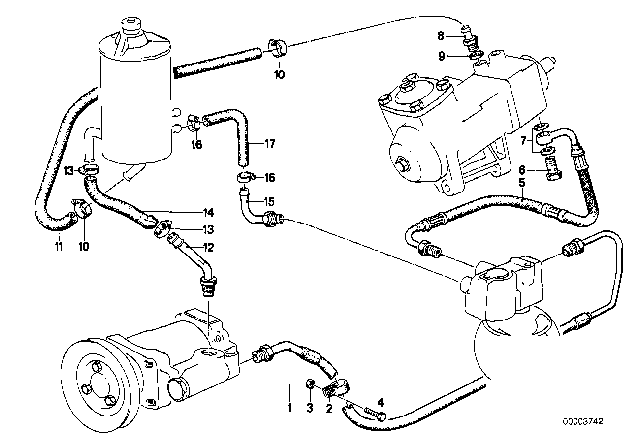 1984 BMW 533i  Pressure Hose Assembly Diagram for 32411128161